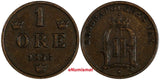 Sweden Oscar II Bronze 1896 1 Öre KM# 750 (17 883)