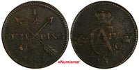 Sweden Gustaf IV 1802 1/2 Skilling Overstruck on 1 Ore 1730-1769 KM# 565(17 893)