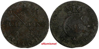 SWEDEN Carl XIV Johan Copper 1828 1/4 SKILLING KM# 595 (17 910)