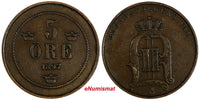 Sweden Oscar II Bronze 1895 5 Ore Large Letters Variety KM# 757 (17 914)