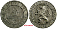 Belgium Leopold II Copper-nickel 1894 5 Centimes Dutch text KM# 41 (17 929)