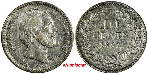 Netherlands William III Silver 1882 10 Cents KM# 80 (17 933)