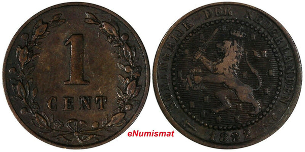 Netherlands William III Bronze 1882 1 Cent KM# 107.1 (17 936)
