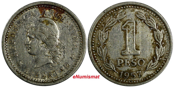 Argentina 1957 1 Peso 1st Year for Type KM# 57 (17 971) N/R