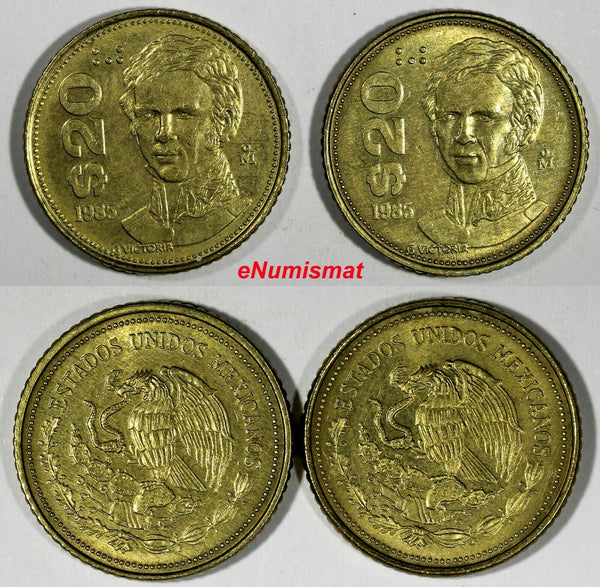 Mexico ESTADOS UNIDOS MEXICANOS LOT OF 2 COINS 1985 20 Pesos KM# 508 (17979)N/R