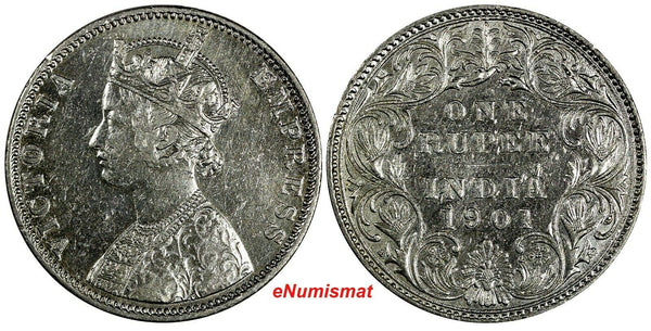 India-British Victoria Silver 1901 (B) Rupee aUNC Condition KM# 492 (18 250)