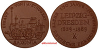 GERMANY Porcelain Medal 1989.150 YEARS DRESDEN - LEIPZIG TRAIN RAILWAY (18 256)