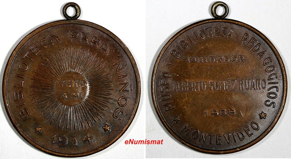 URUGUAY Copper MEDAL 1888-1914 PEDAGOGICAL LIBRARY FOR CHILDREN 32mm (18 257)