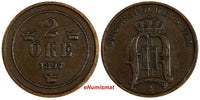 SWEDEN Oscar II Bronze 1897 EB 2 Ore Large Letters KM# 746 (18 560)