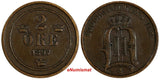 SWEDEN Oscar II Bronze 1897 EB 2 Ore Large Letters KM# 746 (18 560)