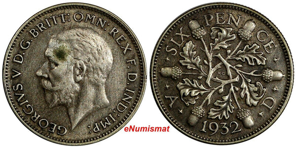 GREAT BRITAIN George V Silver 1932 6 Pence  BETTER DATE KM# 832 (18 636)