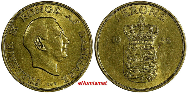 Denmark Frederik IX 1955 1 Krone  25.5mm KM# 837.1 (18 637)