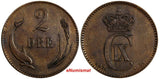 Denmark Christian IX 1874 CS 2 Ore 1st Year For Type XF KM# 793.1 (18 685)