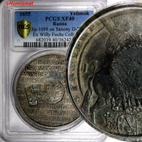 RUSSIA 1655 Yefimok C/M Saxony Taler 1619 PCGS XF40 D-7597 EX. W.FUCHS COLLECT.