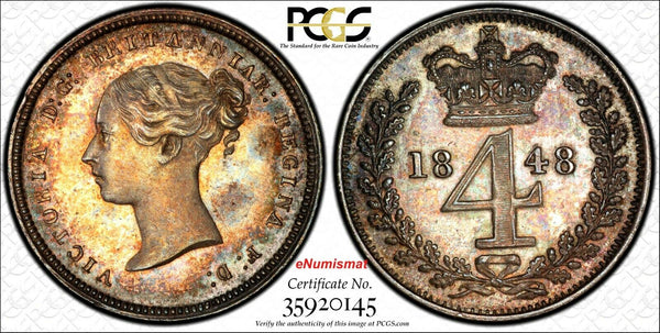 Great Britain Victoria Silver 1848 4 Pence PCGS PL63 PROOF LIKE KM# 732 (145)