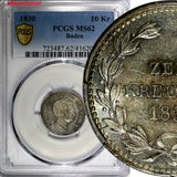 German States BADEN Silver 1830 10 Kreuzer PCGS MS62 1 GRADED HIGHEST KM# 192(3)
