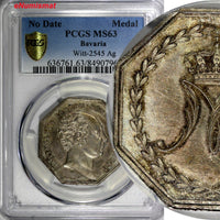 GERMANY BAVARIA SILVER MEDAL King Maximilian I PCGS MS63 Witt-2545 SCARCE (963)