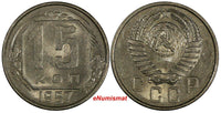 Russia USSR Copper-Nickel 1957 15 Kopeks 1 YEAR TYPE UNC.TONED Y# 124 (17 268)
