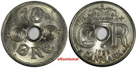 Denmark Christian X Copper-Nickel 1931 10 Ore UNC KM# 822.2 (17 275)