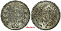 Finland Nicholas II Silver 1909 L 25 Penniä KM# 6.2 (17 280)
