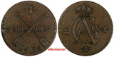 SWEDEN COPPER 1802 1 SKILLING OVERSTRUCK ON 2 ORE S.M. 1743-1768 KM#566 (17 290)