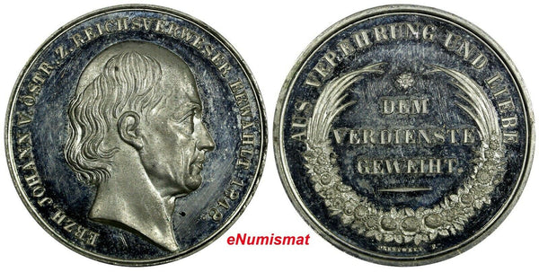Germany Frankfurt Tin 1848 Medal Archduke Johann by Drentwett 37mm,aUNC (10602)