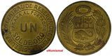 PERU Brass 1954 1 Sol de Oro 33 mm  UNC Condition KM# 222 (10 911)