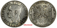 Albania Vittorio Emanuele III Silver 1939 R 5 Lek WWII Ocupation aUNC KM33/13044