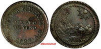 Peru Copper 1823 LIMA V 1/8 Peso,Octavo De Initial "V" ch.XF RARE KM137 (13 990)