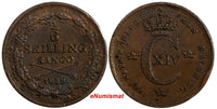 SWEDEN Carl XIV Johan 1839 1/6 Skilling Banco Mint-827,136 SCARCE KM#639(14 710)