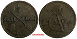 SWEDEN Gustaf IV Adolf 1803 1/2 Skilling OVERSTRUCK 1748 1 ore SCARCE KM565(735)