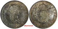 PERU Fernando VII Silver 1820 LIMA JP 2 Reales SCARCE UNC KM# 115.1(14 917)