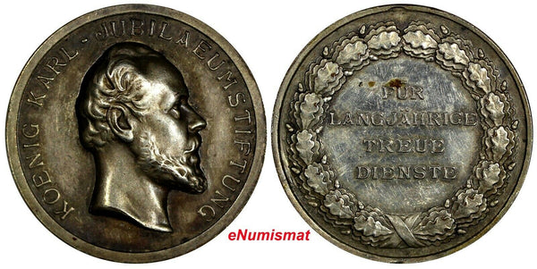 Germany Wurttemberg Recognition Silver Medal 1921-1934 King Charles Jubilee(648)