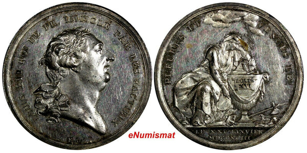 FRANCE Royal Louis XVI (1774–1793) Silver Medal 1793 Execution of Louis By Loos