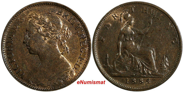 Great Britain Victoria Bronze 1884 Farthing KM# 753 (17 030)