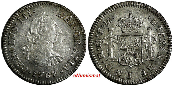 Mexico SPANISH COLONY Charles III Silver 1787 Mo FM 1/2 Real XF KM# 69.2a