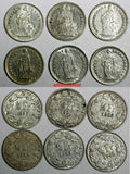 Switzerland Silver LOT OF 6 COINS 1903-1955 1/2 Franc  KM# 23