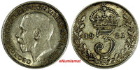 Great Britain George V Silver 1921 3 Pence Maundy KM# 813a (17 263)