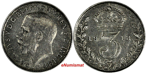 Great Britain George V Silver 1918 3 Pence Maundy KM# 813 (17 264)