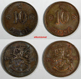 Finland Copper LOT OF 2 COINS 1938 10 Penniä  KM# 24 (17 467)