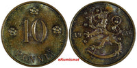 Finland Copper 1936 10 Penniä  UNC Condition KM# 24 (17 469)