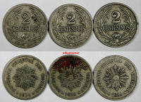 Uruguay LOT OF 3 COINS 1924 2 Centesimos KM# 20 (18 077)