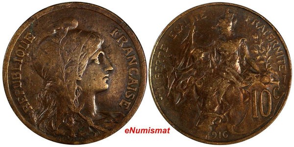 France Bronze 1916 10 Centimes 30mm KM# 843 (18 085)