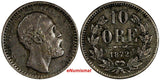 Sweden Oscar II Silver 1872 ST 10 Öre Mintage-120,000 SCARCE KM# 727 (18 102)