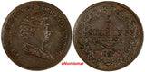 Sweden Carl XIV Johan Copper 1837 2/3 Skilling 24.4mm XF Cond. KM# 641 (18 118)