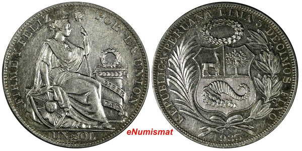 Peru Silver 1935 1 Sol Last Year for Type Mintage-695.000 37mm KM# 218.2 (18131)