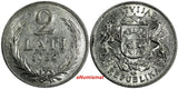 Latvia Silver 1926 2 Lati 2 Years Type aUNC KM# 8 (18 147)