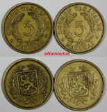 Finland Aluminum-Bronze LOT OF 2 COINS 1936 S 5 Markkaa KM# 31 (18 183)