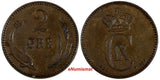 Denmark Christian IX Bronze 1906 VBP 2 Ore Last Year Type ch XF KM# 793.2 (186)