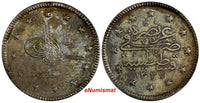 Turkey Mehmed V Silver AH1327//2 (1910) 2 Kurush High Grade,Toning KM# 749 (14)